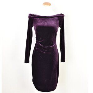 Eliza J. Velvet Off Shoulder Dress Purple - 6